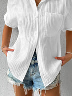 Chemise Femme Légère Col Classique Boutonnée Coupe Décontractée