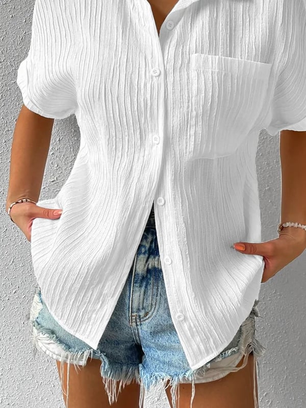 Chemise Femme Légère Col Classique Boutonnée Coupe Décontractée