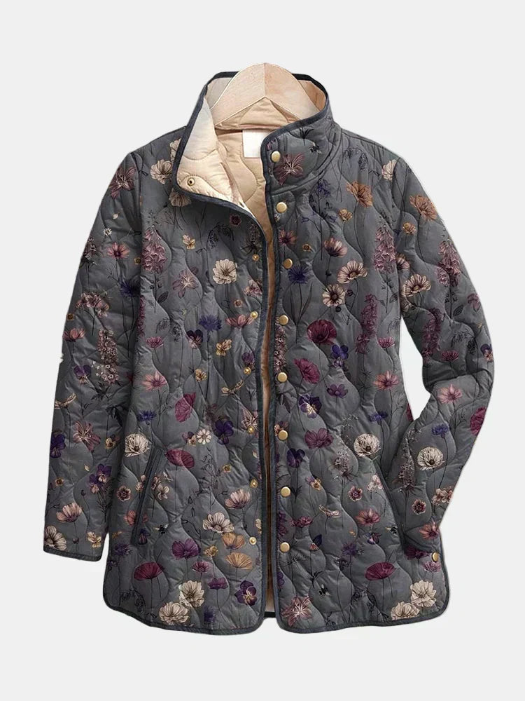 Nathalie | Veste matelassée à fleurs séchées