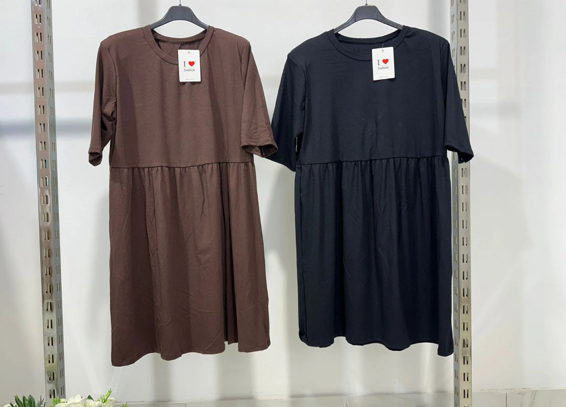 Robe femme courte fluide manches courtes coupe ample – décontractée chic