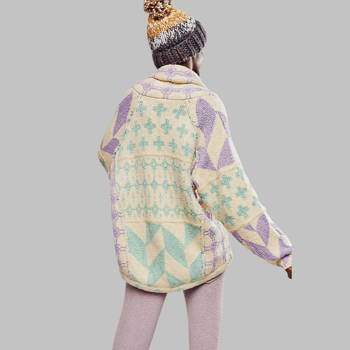 Cardigan oversize femme à col boutonné – style vintage, maille douce et confort saisonnier