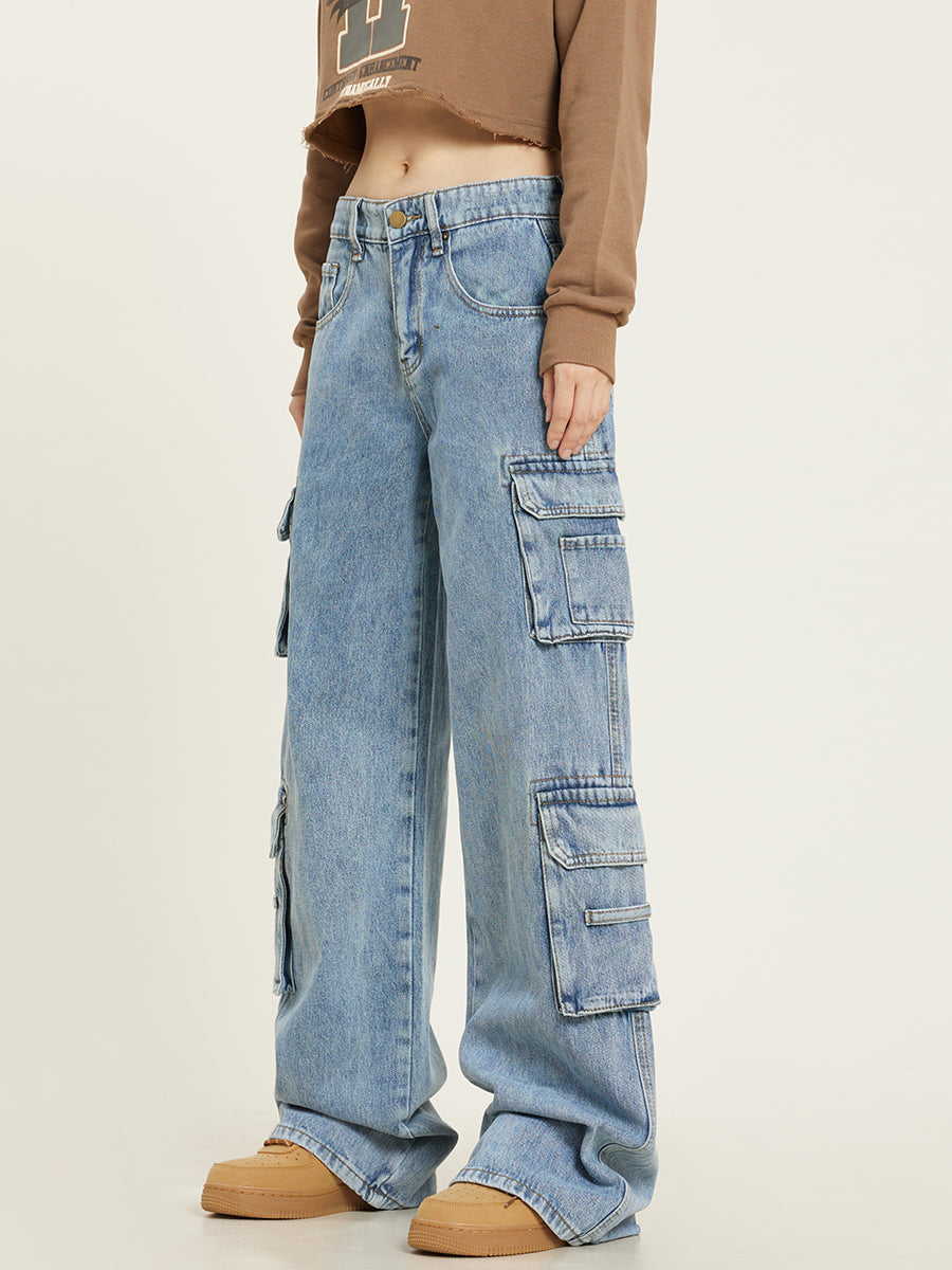 Jean Cargo Large à Poches Multiples