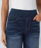 Jean Femme Taille Haute Jambe Large Denim Extensible Coupe Moderne