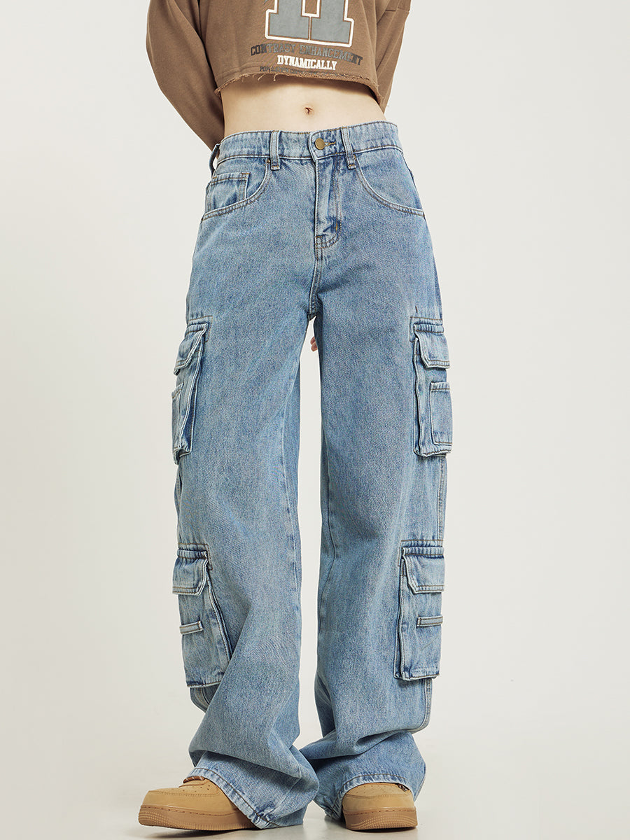 Jean Cargo Large à Poches Multiples