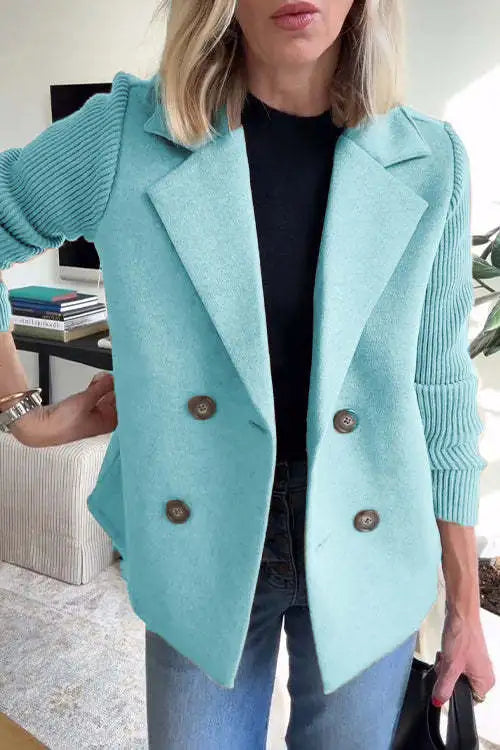Manteau décontracté femme à manches patchwork – Avec poches