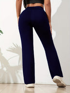 Pantalon de jogging flare femme – pantalon sport taille haute avec poches