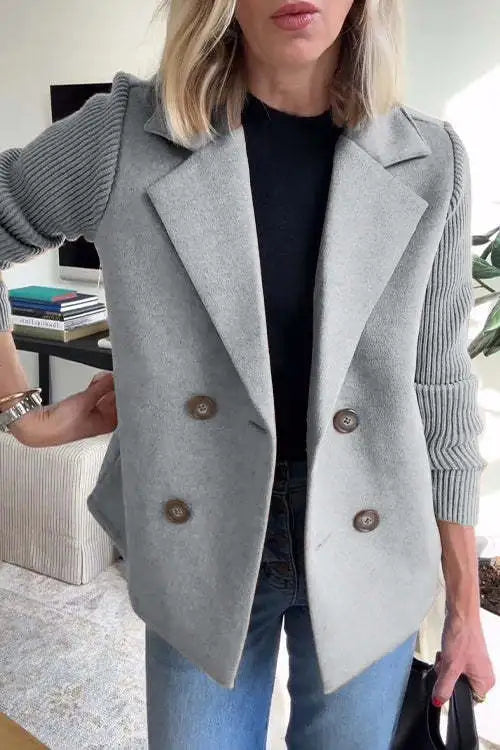 Manteau décontracté femme à manches patchwork – Avec poches