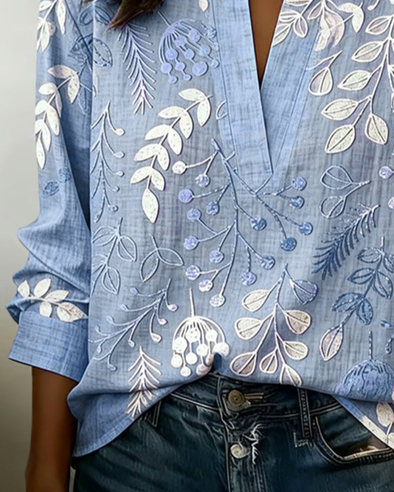 Chemisier Femme Imprimé Floral Col V Coupe Fluide Élégante