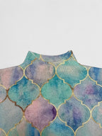 Pull en maille multicolore à col haut pour femme doux et élégant