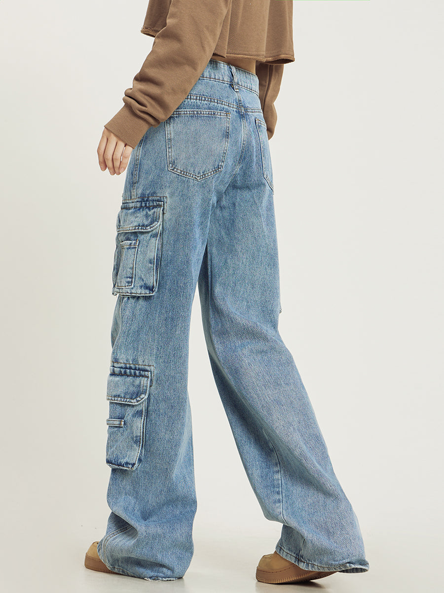 Jean Cargo Large à Poches Multiples