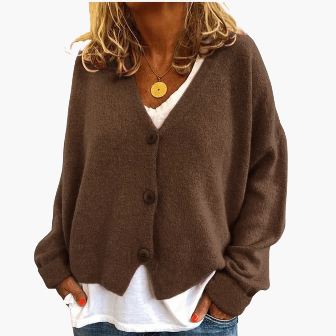 Cardigan femme en maille douce à boutons