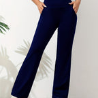 Pantalon de jogging flare femme – pantalon sport taille haute avec poches