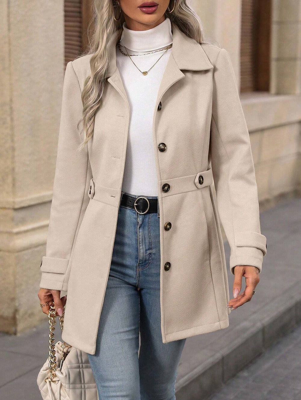Trench Élégant pour Femme à Ceinture Ajustable
