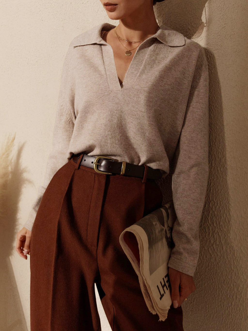Pull Femme Col Polo en Maille – Élégance Décontractée