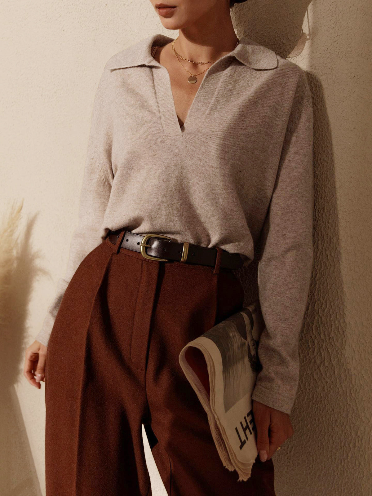 Pull Femme Col Polo en Maille – Élégance Décontractée
