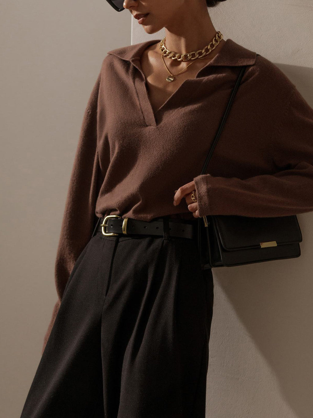 Pull Femme Col Polo en Maille – Élégance Décontractée