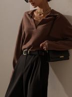 Pull Femme Col Polo en Maille – Élégance Décontractée