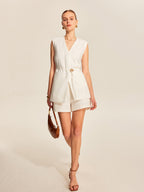 Gilet Femme Sans Manches Avec Ceinture Coupe Structurée Élégante