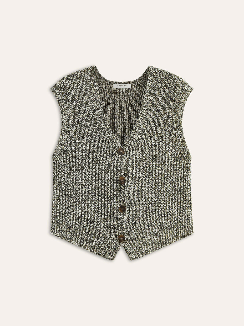 Gilet Femme Tricoté Sans Manches Fermeture Boutonnée Coupe Courte
