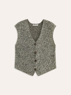 Gilet Femme Tricoté Sans Manches Fermeture Boutonnée Coupe Courte