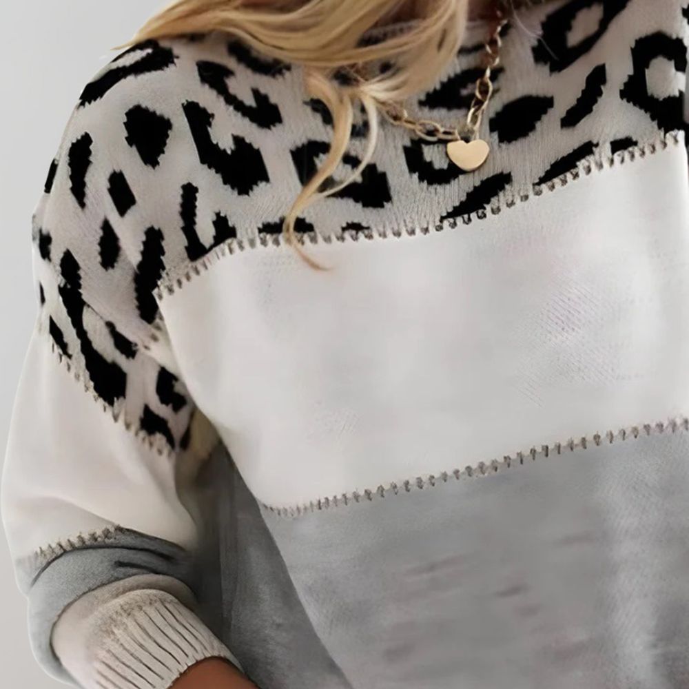 Pull en maille à imprimé léopard pour femme élégant et confortable