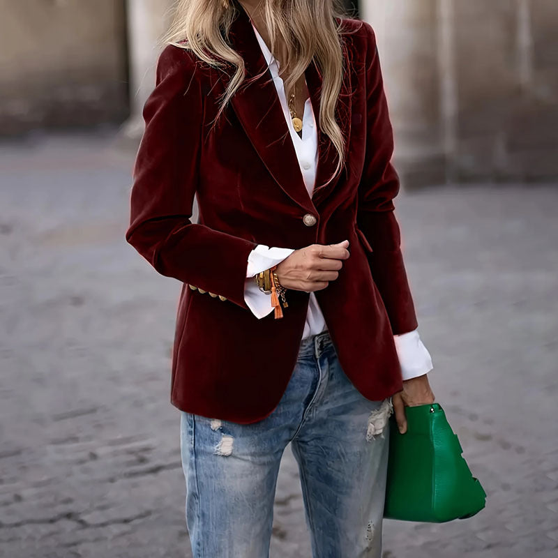 Blazer en Velours Femme – Élégance Chic et Raffinée