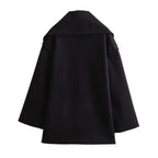 Manteau en laine tweed femme – Col rond, coupe ample
