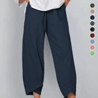 Pantalon Vintage Asymétrique Taille Haute avec Poches
