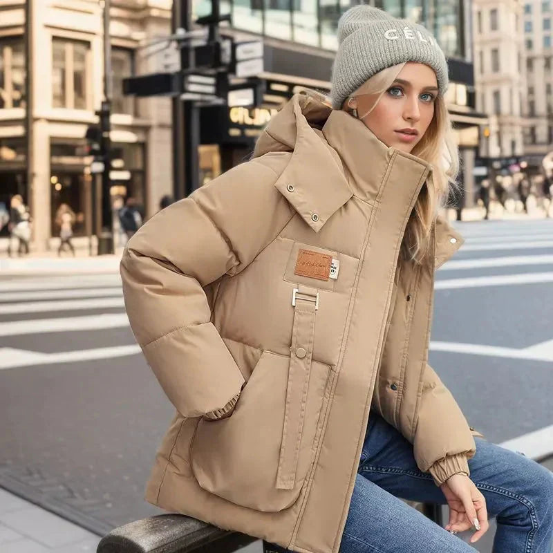 Veste Puffer Femme Matelassée Avec Capuche Coupe Confort Hiver Urbain