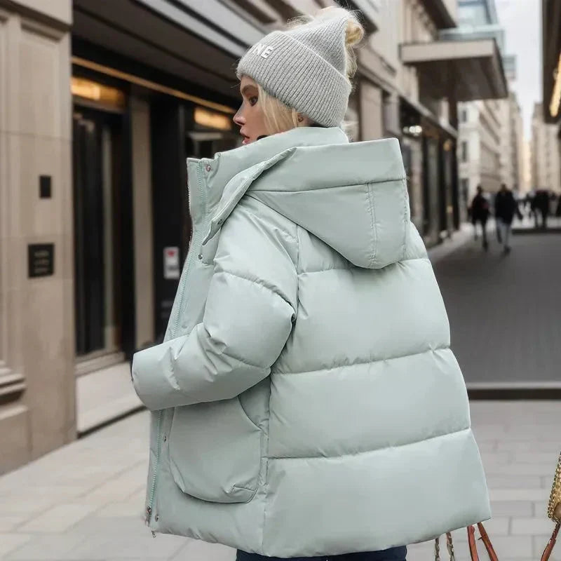 Veste Puffer Femme Matelassée Avec Capuche Coupe Confort Hiver Urbain