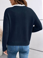 Pull Femme Élégant Col Dentelle – Décolleté V Chic