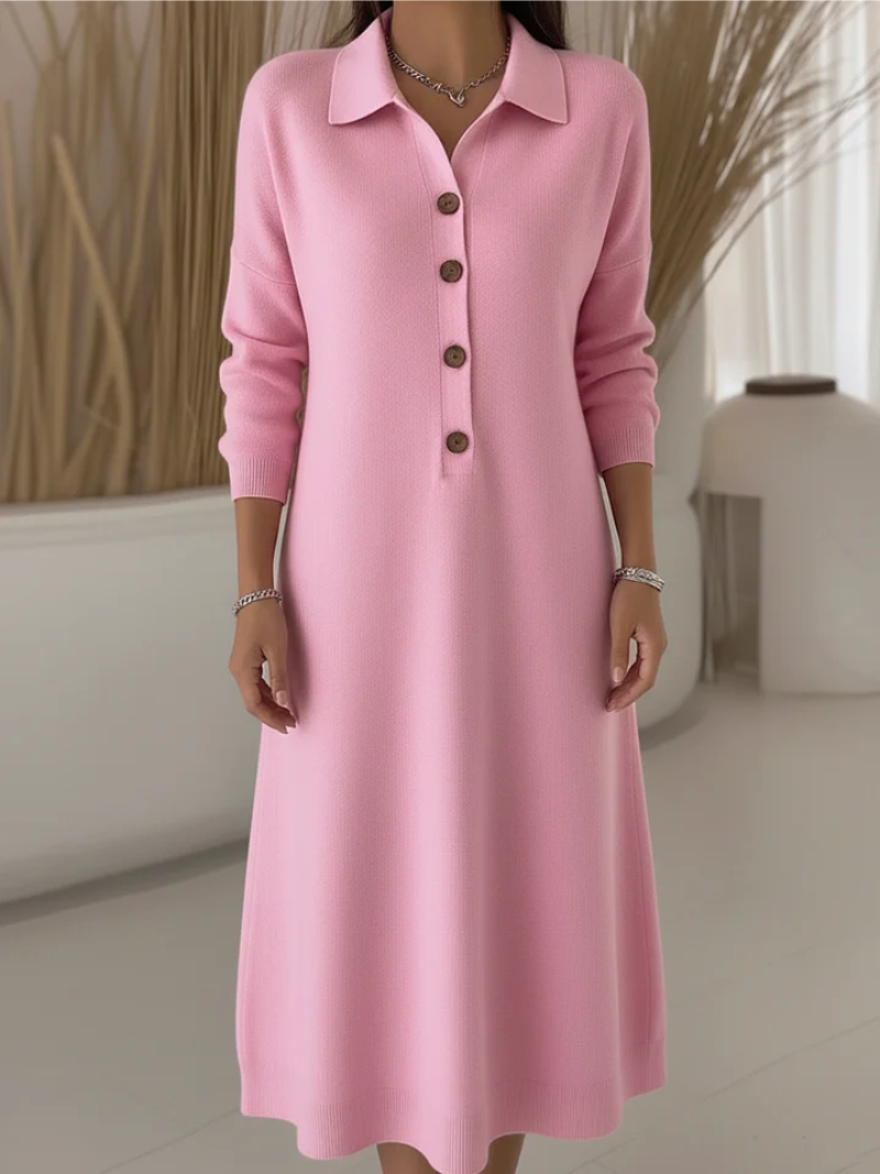 Robe Longue Femme Fluide à Boutons Col Chemise pour Style Élégant et Confort Quotidien