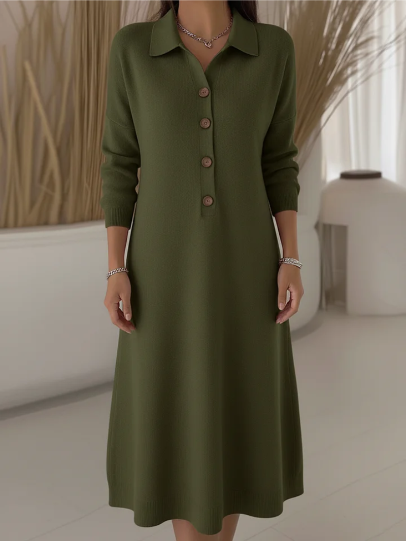 Robe Longue Femme Fluide à Boutons Col Chemise pour Style Élégant et Confort Quotidien