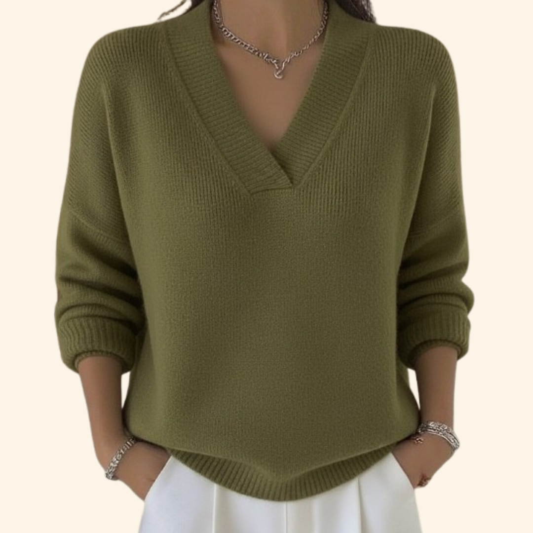 Pull femme col V doux | Élégant & confortable