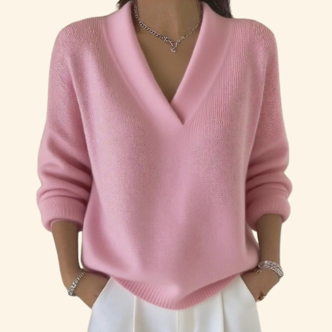 Pull femme col V doux | Élégant & confortable