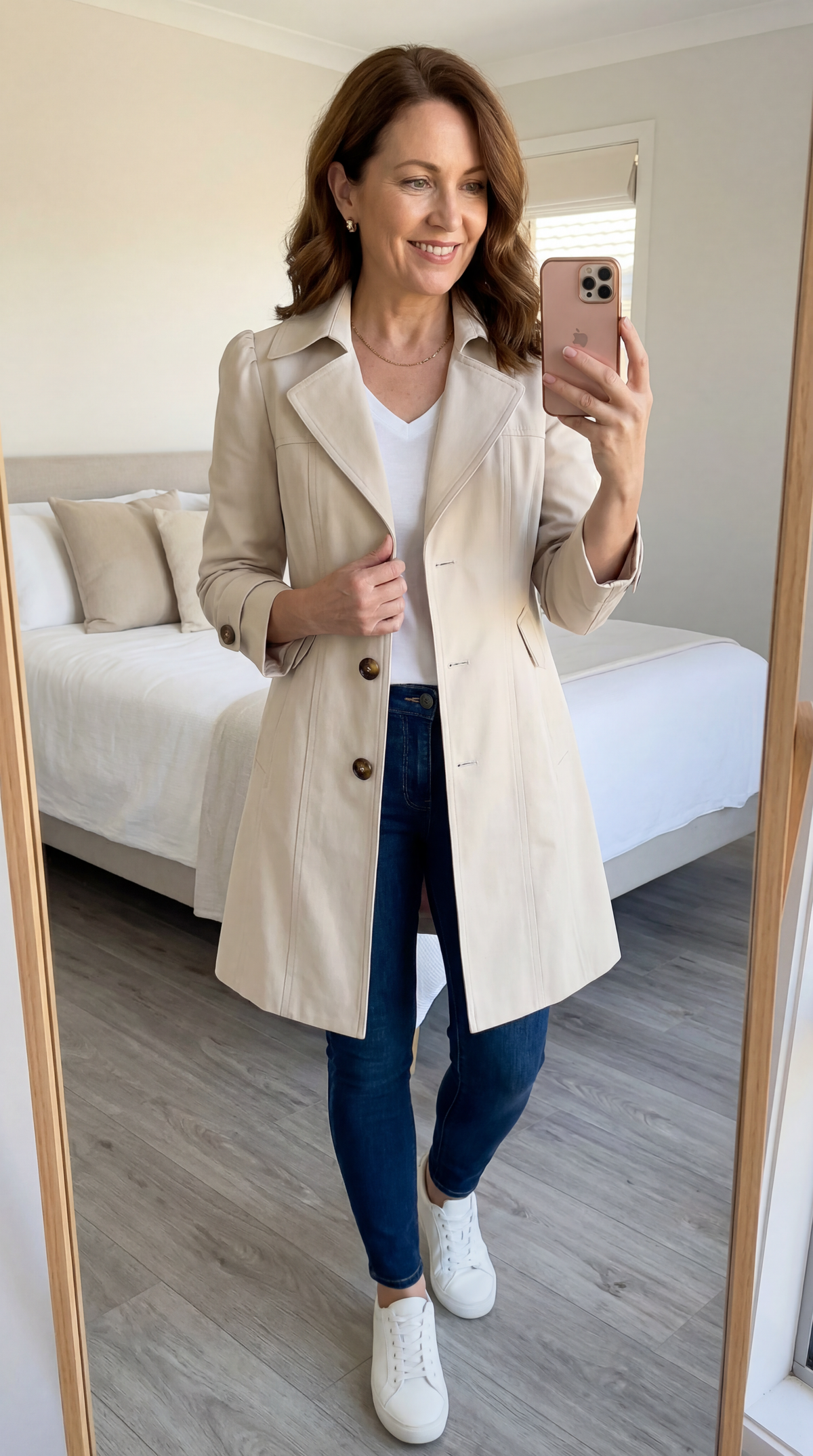 Manteau Trench Femme Élégant Vintage Coupe Ajustée Style Intemporel