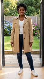 Manteau Trench Femme Élégant Vintage Coupe Ajustée Style Intemporel