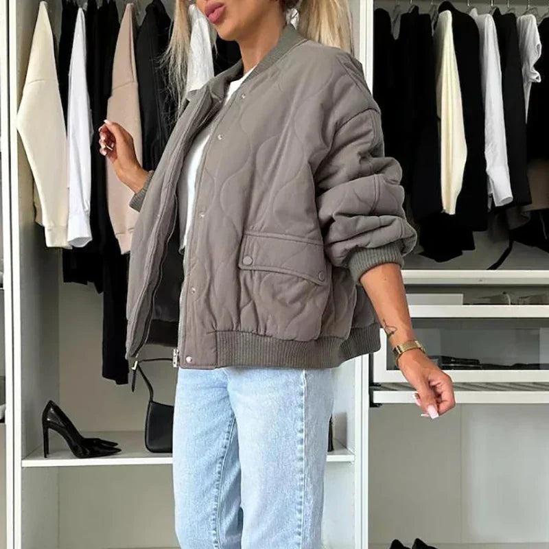 Bomber Femme Oversize Matelassé Coupe Ample Confort Quotidien