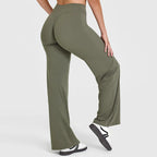 Pantalon yoga femme taille haute jambe large fluide