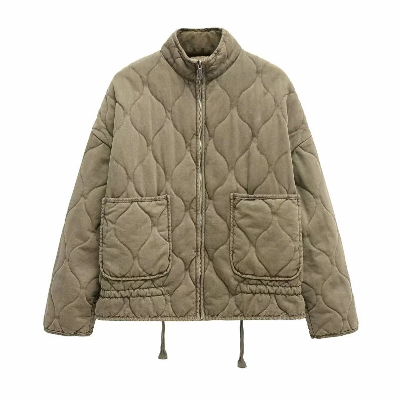 Veste matelassée vintage pour femme – manteau décoratif chaud et élégant