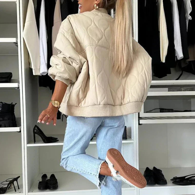 Bomber Femme Oversize Matelassé Coupe Ample Confort Quotidien