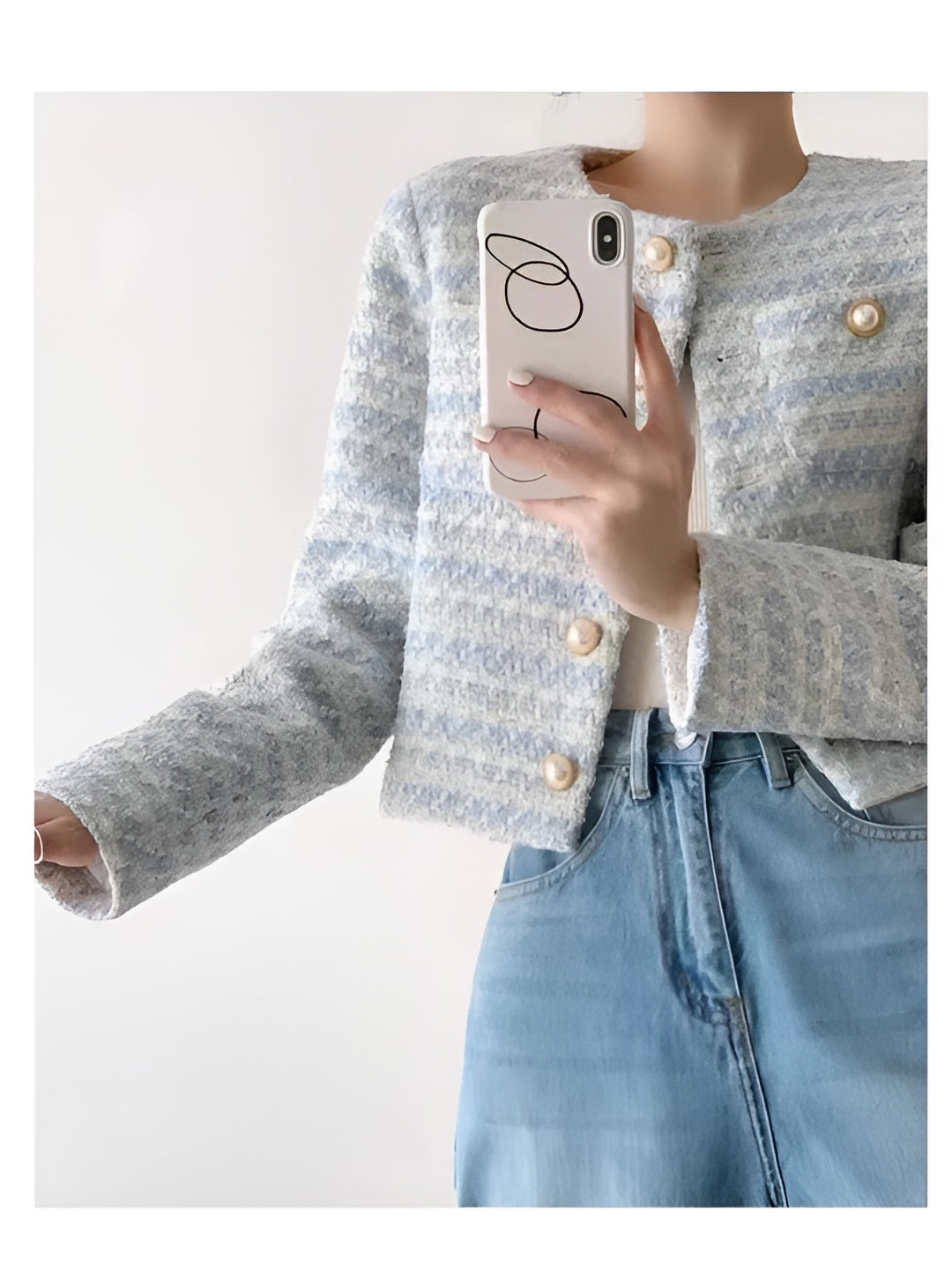 Blazer Femme Courte Coupe Structurée Tissu Texturé Style Élégant Quotidien