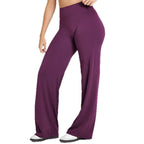 Pantalon yoga femme taille haute jambe large fluide