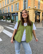 Doudoune sans manches femme – coupe légère et fermeture boutonnée
