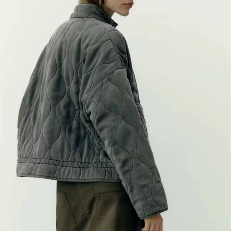Veste matelassée vintage pour femme – manteau décoratif chaud et élégant