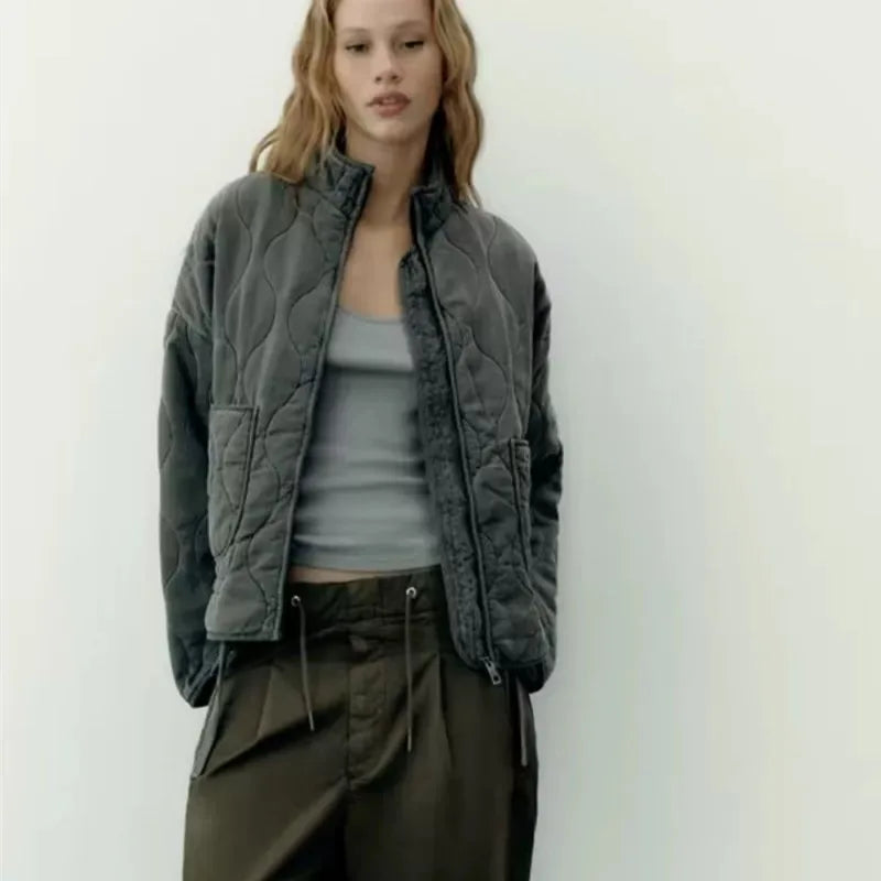Veste matelassée vintage pour femme – manteau décoratif chaud et élégant