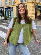 Doudoune sans manches femme – coupe légère et fermeture boutonnée