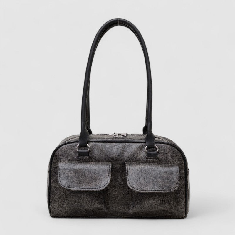 Sac Épaule Femme Structuré Avec Poches À Rabat Format Allongé