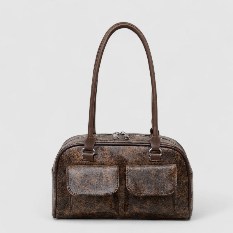 Sac Épaule Femme Structuré Avec Poches À Rabat Format Allongé