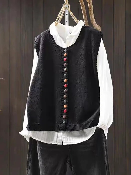 Cardigan femme en tricot doux à col rond – coupe fluide, élégant et confortable pour l’automne et l’hiver